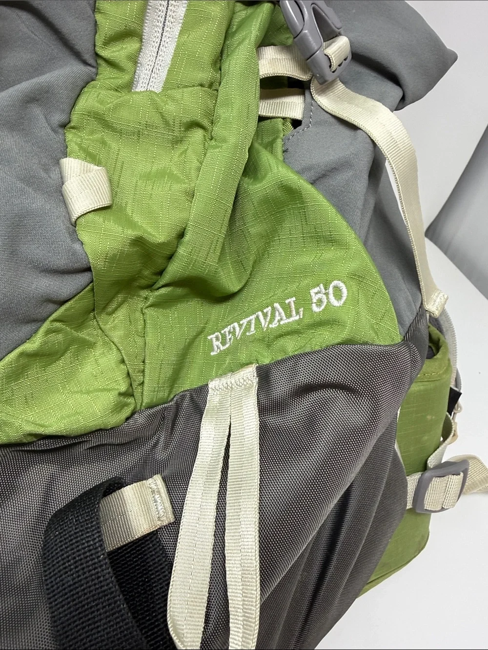 Green and Gray Men's Outdoor Backpack - Rugged Travel Pack